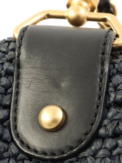 2005年頃製 ラフィアCCターンロックチェーンショルダーバッグ ネイビー/ブラック