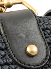 2005年頃製 ラフィアCCターンロックチェーンショルダーバッグ ネイビー/ブラック