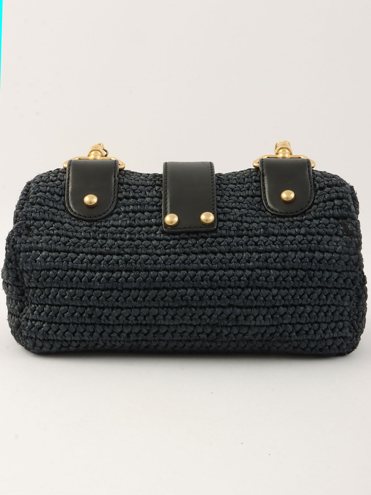 2005年頃製 ラフィアCCターンロックチェーンショルダーバッグ ネイビー/ブラック