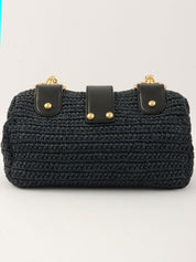 2005年頃製 ラフィアCCターンロックチェーンショルダーバッグ ネイビー/ブラック