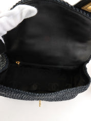 2005年頃製 ラフィアCCターンロックチェーンショルダーバッグ ネイビー/ブラック