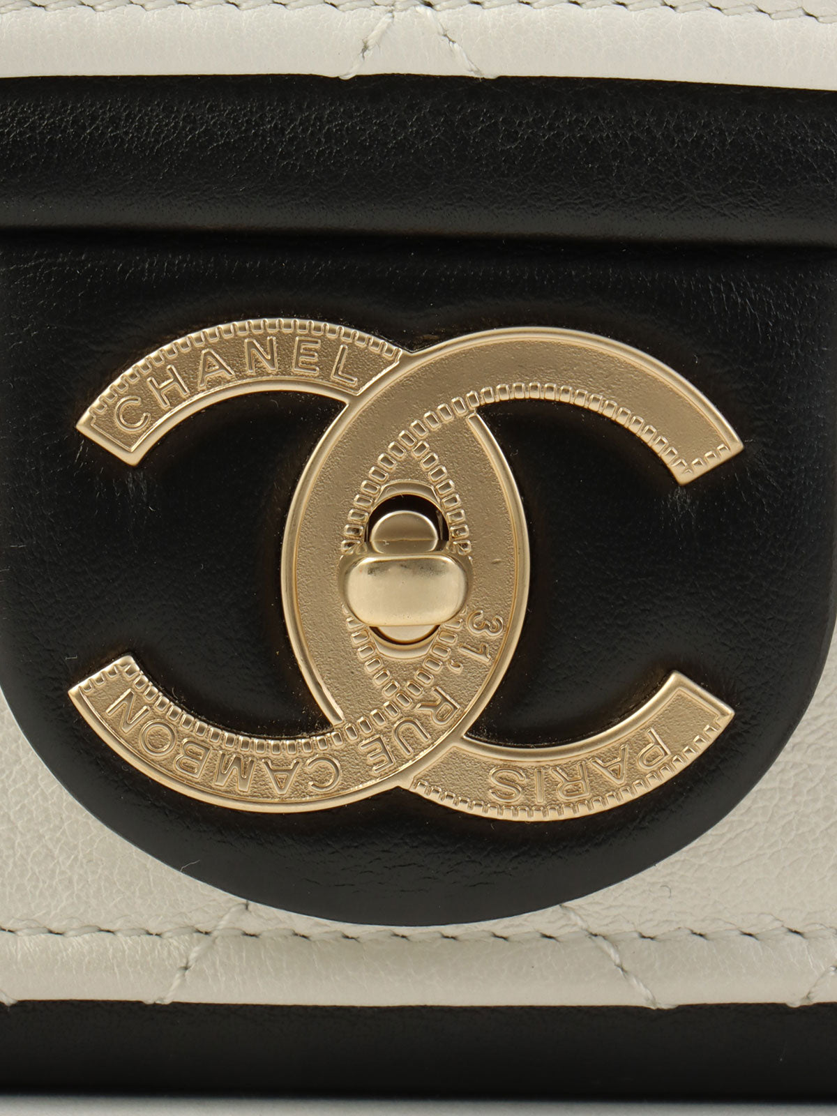 Made in 2014, Mini Two-Tone CC Mark Plate Chain Shoulder Bag, White/Black