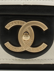 Made in 2014, Mini Two-Tone CC Mark Plate Chain Shoulder Bag, White/Black