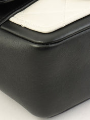 Made in 2014, Mini Two-Tone CC Mark Plate Chain Shoulder Bag, White/Black