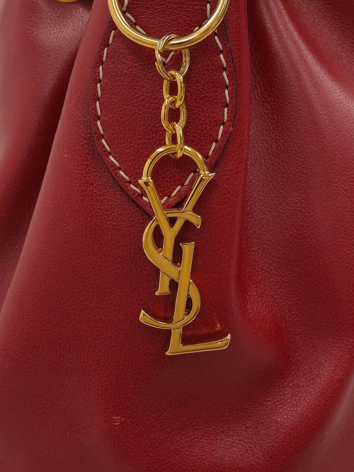 Yカットロゴチャーム巾着ショルダーバッグ レッド/ホワイト