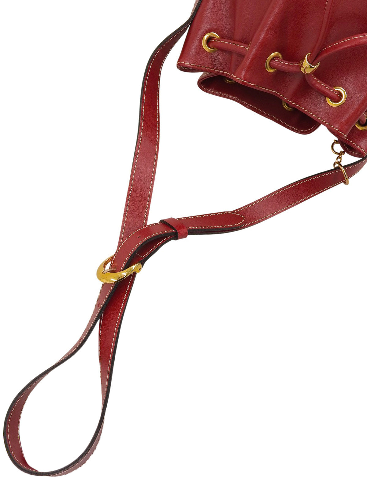 Yカットロゴチャーム巾着ショルダーバッグ レッド/ホワイト