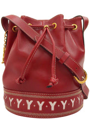 Yカットロゴチャーム巾着ショルダーバッグ レッド/ホワイト