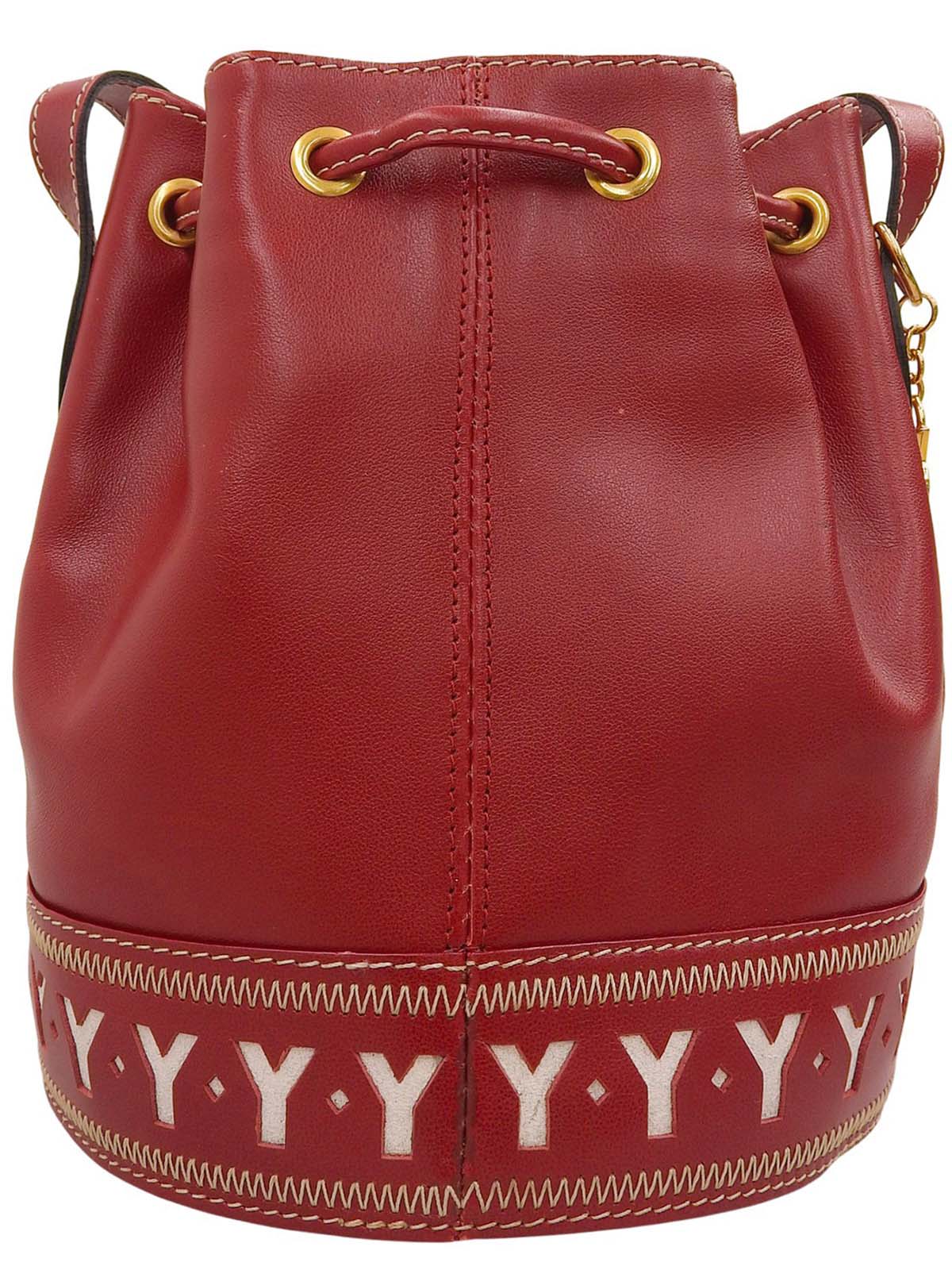 Yカットロゴチャーム巾着ショルダーバッグ レッド/ホワイト