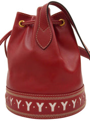 Yカットロゴチャーム巾着ショルダーバッグ レッド/ホワイト