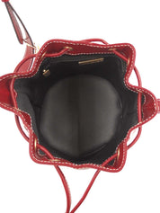 Yカットロゴチャーム巾着ショルダーバッグ レッド/ホワイト