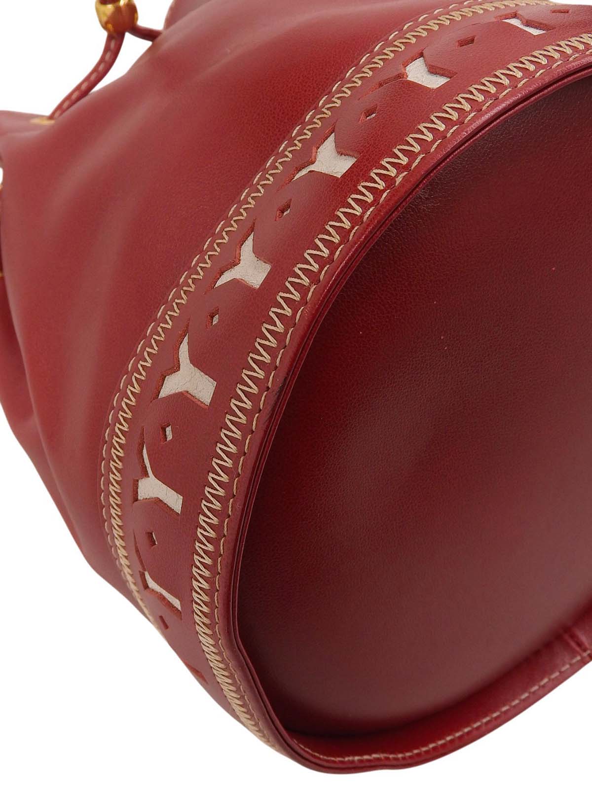 Yカットロゴチャーム巾着ショルダーバッグ レッド/ホワイト