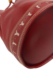 Yカットロゴチャーム巾着ショルダーバッグ レッド/ホワイト