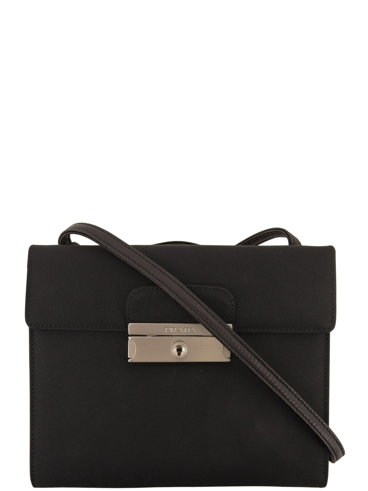 ロゴプレートショルダーウォレットバッグ ブラック