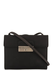 ロゴプレートショルダーウォレットバッグ ブラック