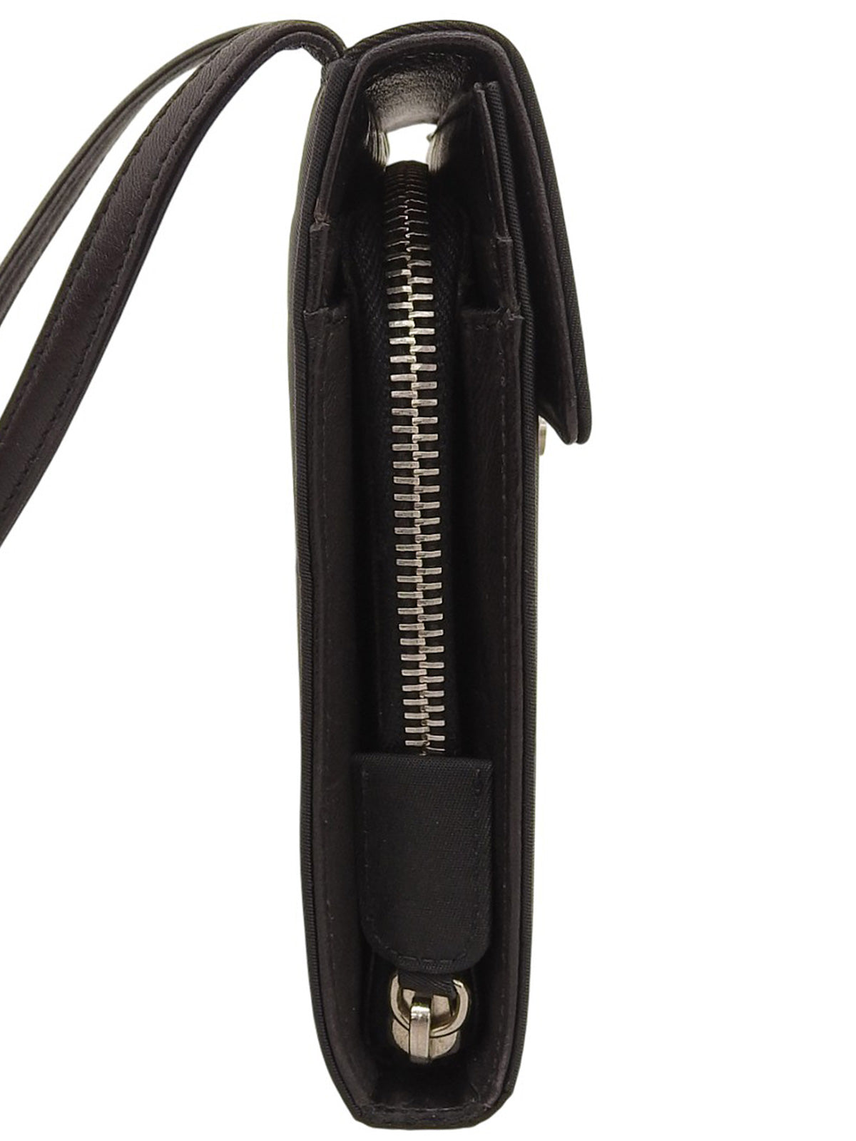 ロゴプレートショルダーウォレットバッグ ブラック