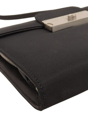 ロゴプレートショルダーウォレットバッグ ブラック