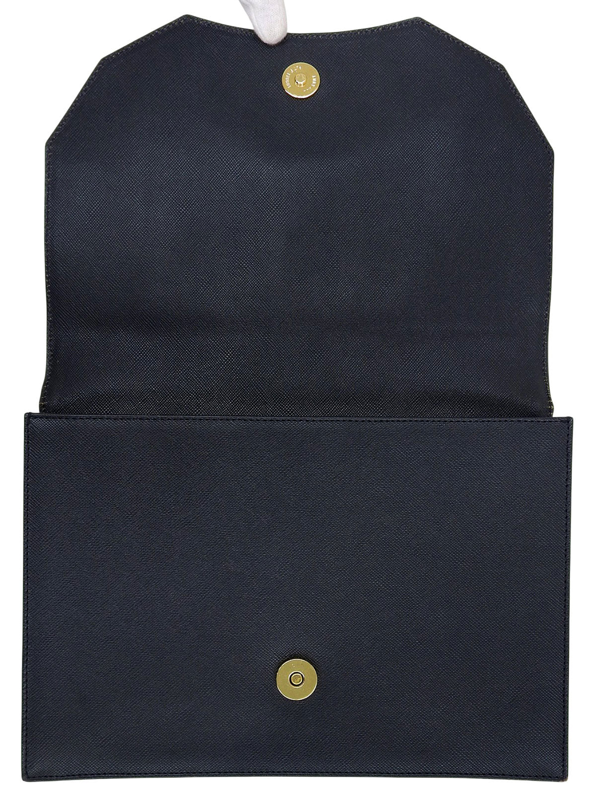 レザーロゴクラッチバッグ ネイビー