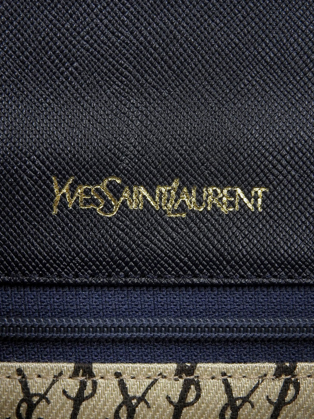 レザーロゴクラッチバッグ ネイビー