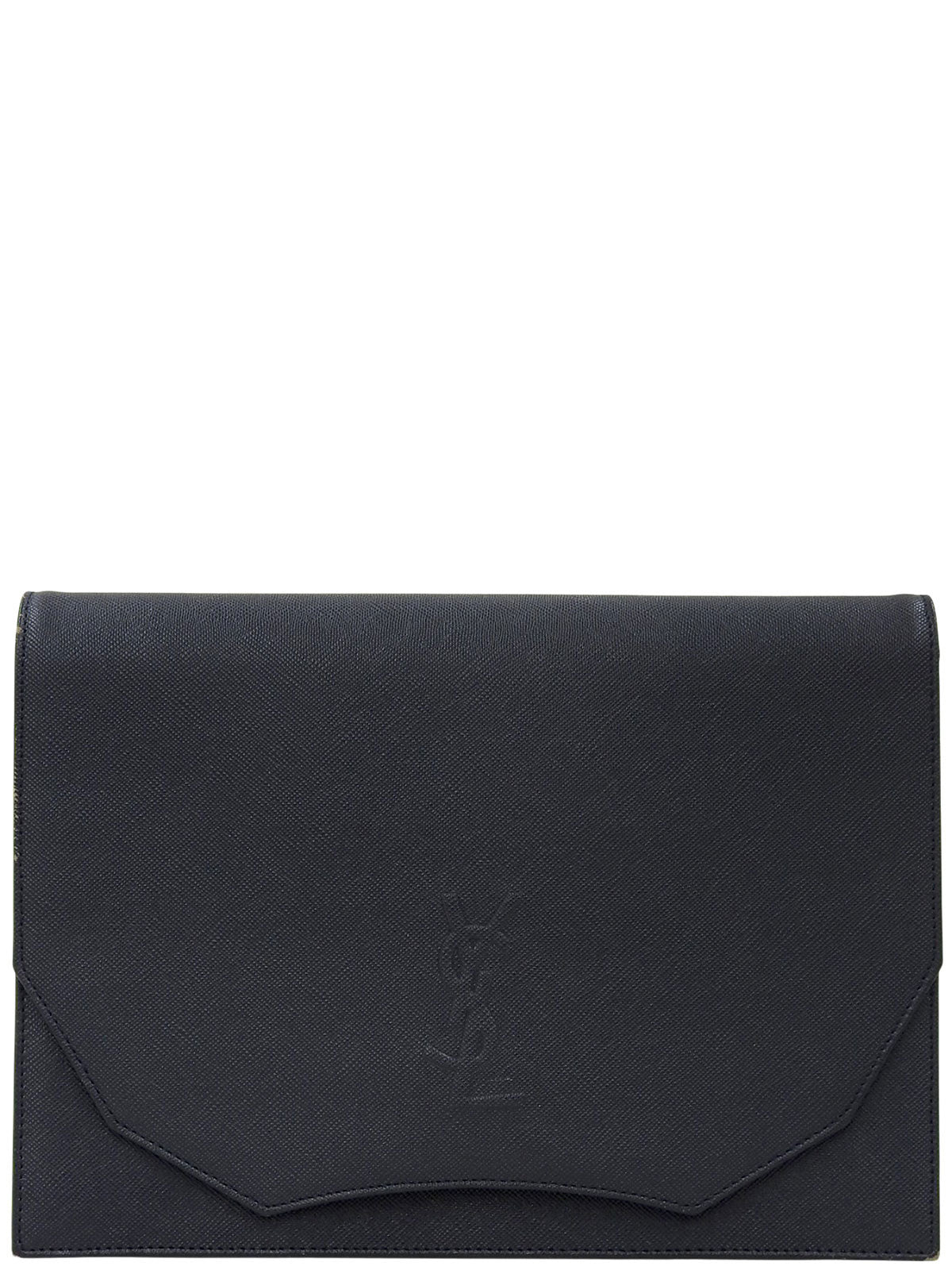 レザーロゴクラッチバッグ ネイビー