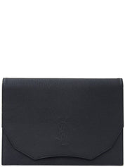 レザーロゴクラッチバッグ ネイビー