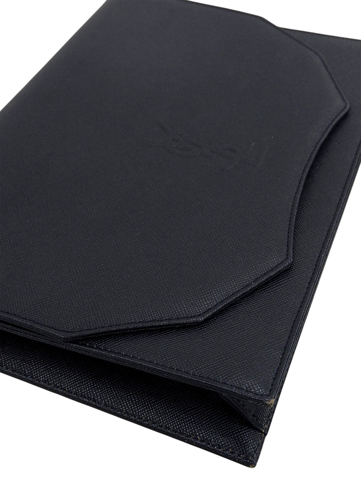 海军蓝皮革Logo手拿包