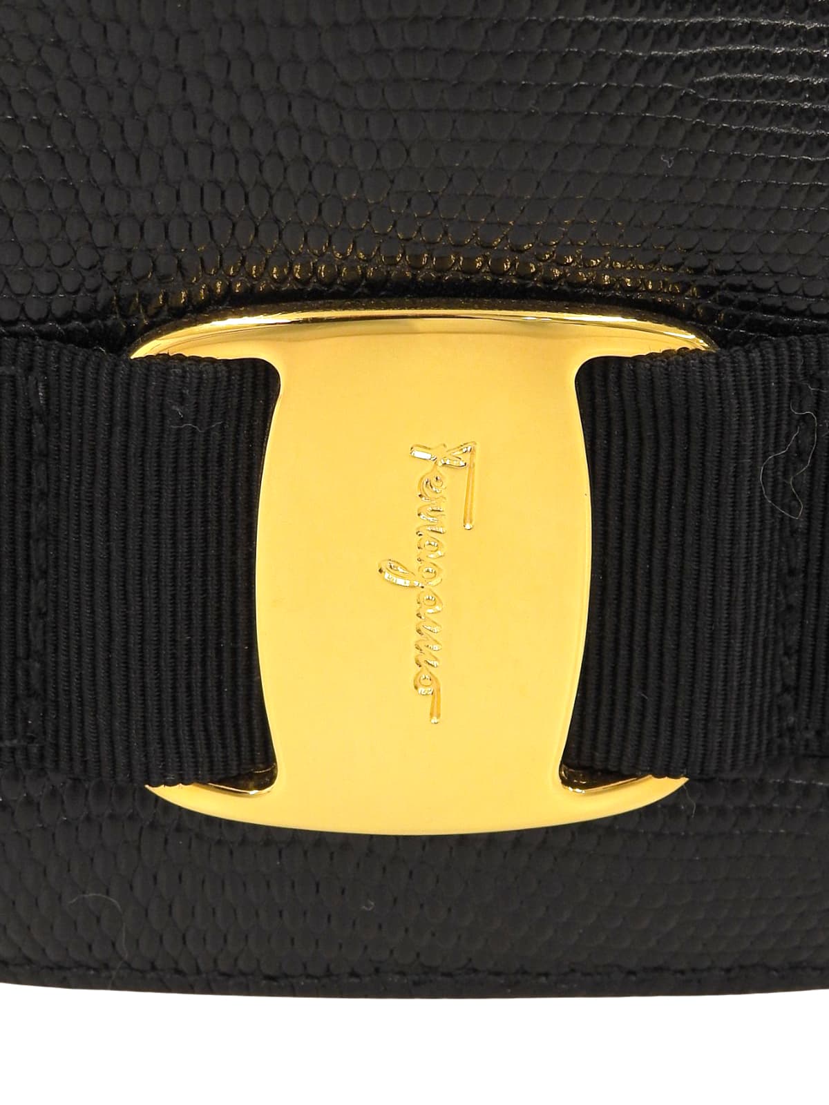 黑色蜥蜴纹压花Vara Plate抽绳单肩包