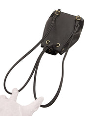 リザードエンボスヴァラプレート巾着ショルダーバッグ ブラック