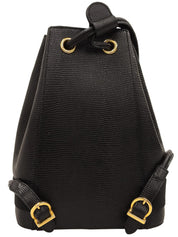 黑色蜥蜴纹压花Vara Plate抽绳单肩包