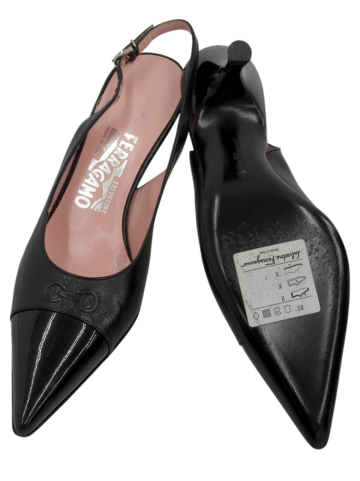 ガンチーニポインテッドトゥパンプス ブラック