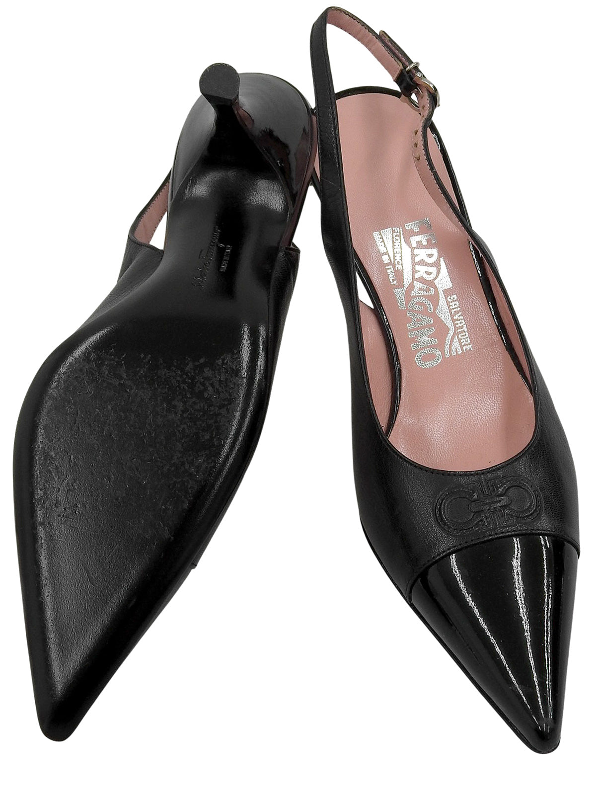 ガンチーニポインテッドトゥパンプス ブラック