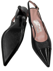 ガンチーニポインテッドトゥパンプス ブラック