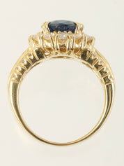 18K Sapphire and Diamond Design Ring in Gold/Blue