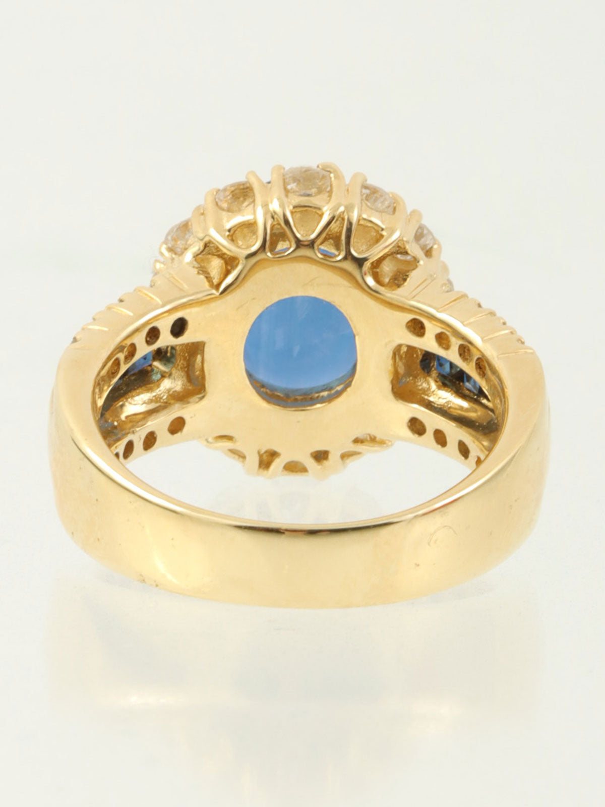18K Sapphire and Diamond Design Ring in Gold/Blue