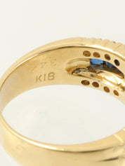 18K Sapphire and Diamond Design Ring in Gold/Blue