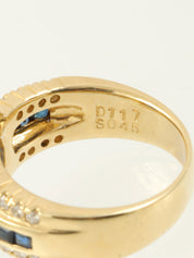 18K Sapphire and Diamond Design Ring in Gold/Blue