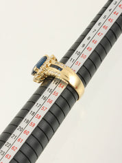 18K Sapphire and Diamond Design Ring in Gold/Blue