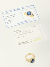 18K Sapphire and Diamond Design Ring in Gold/Blue