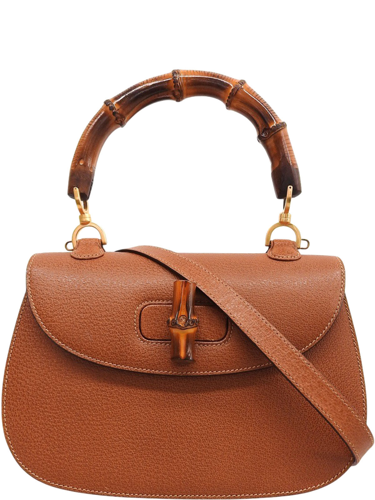 Pigskin Bamboo 2-Way Bag, Camel