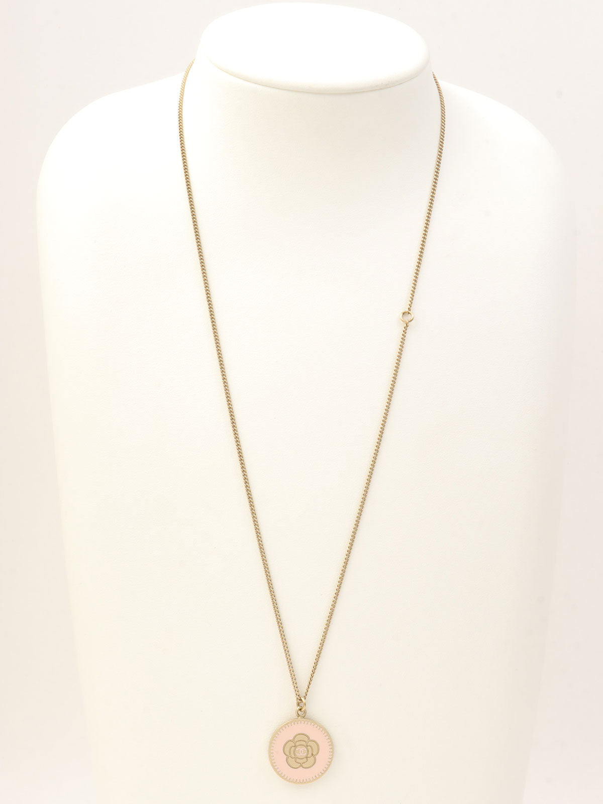 2006 Round Camellia CC Mark Necklace Pink/Gold