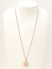 2006 Round Camellia CC Mark Necklace Pink/Gold