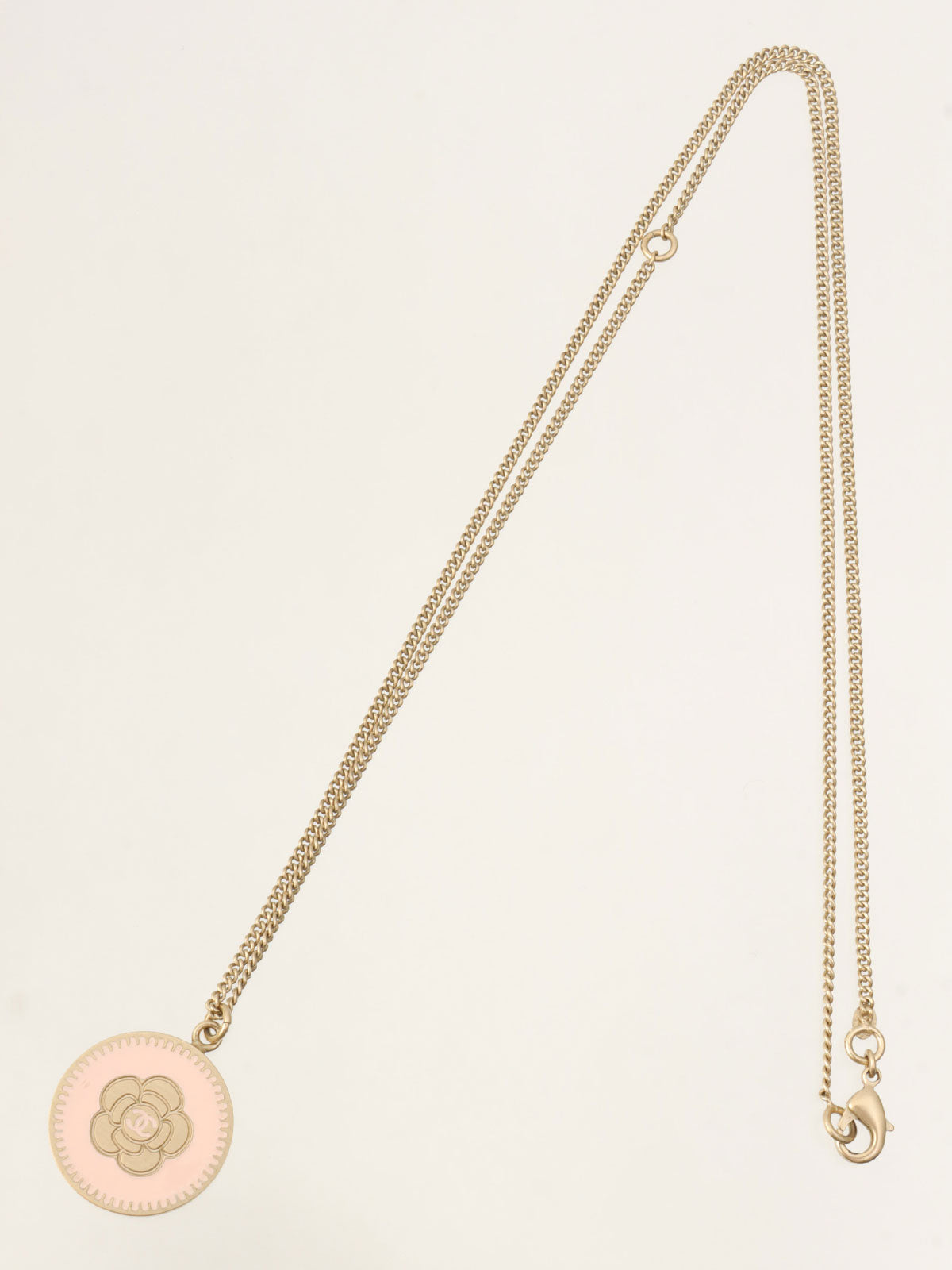 2006 Round Camellia CC Mark Necklace Pink/Gold