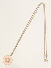 2006 Round Camellia CC Mark Necklace Pink/Gold
