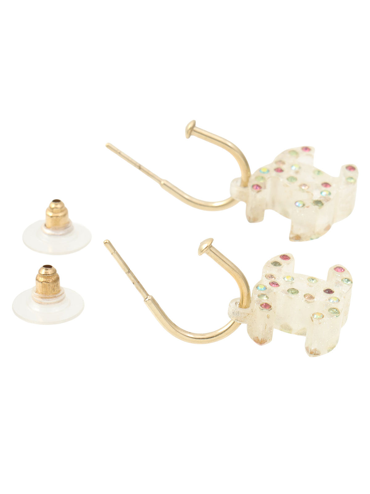 Rhinestone CC Mark Swing Earrings Clear/Multi