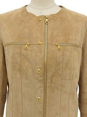 スエードジップアップジャケット ベージュ