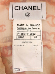 2001年製 シルクCCマークパターンシースルーノースリーブブラウス オレンジ/ベージュ