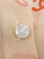 2001年製 シルクCCマークパターンシースルーノースリーブブラウス オレンジ/ベージュ