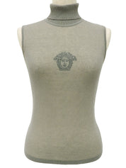 メデューサステッチノースリーブタートルニット　グレージュ