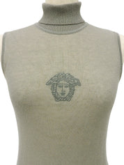 Medusa Stitch Sleeveless Turtleneck Knit in Greige