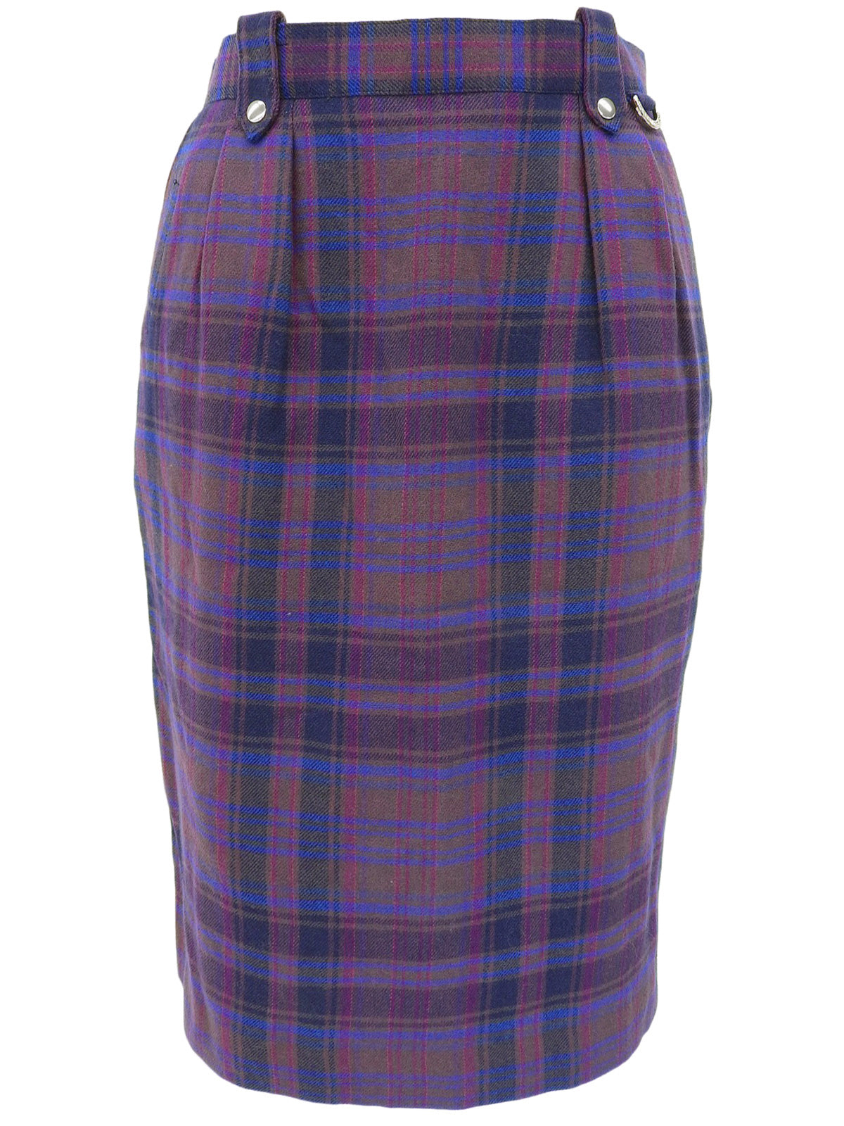 チェックパターンロゴチャームスカート パープル/ブルー