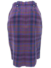 Checked Pattern Logo Charm Skirt #M Purple/Blue